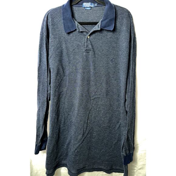 Polo Ralph Lauren Mens Size 3XLT Blue Heathered Blue Pony Long Sleeve Shirt - Picture 1 of 6